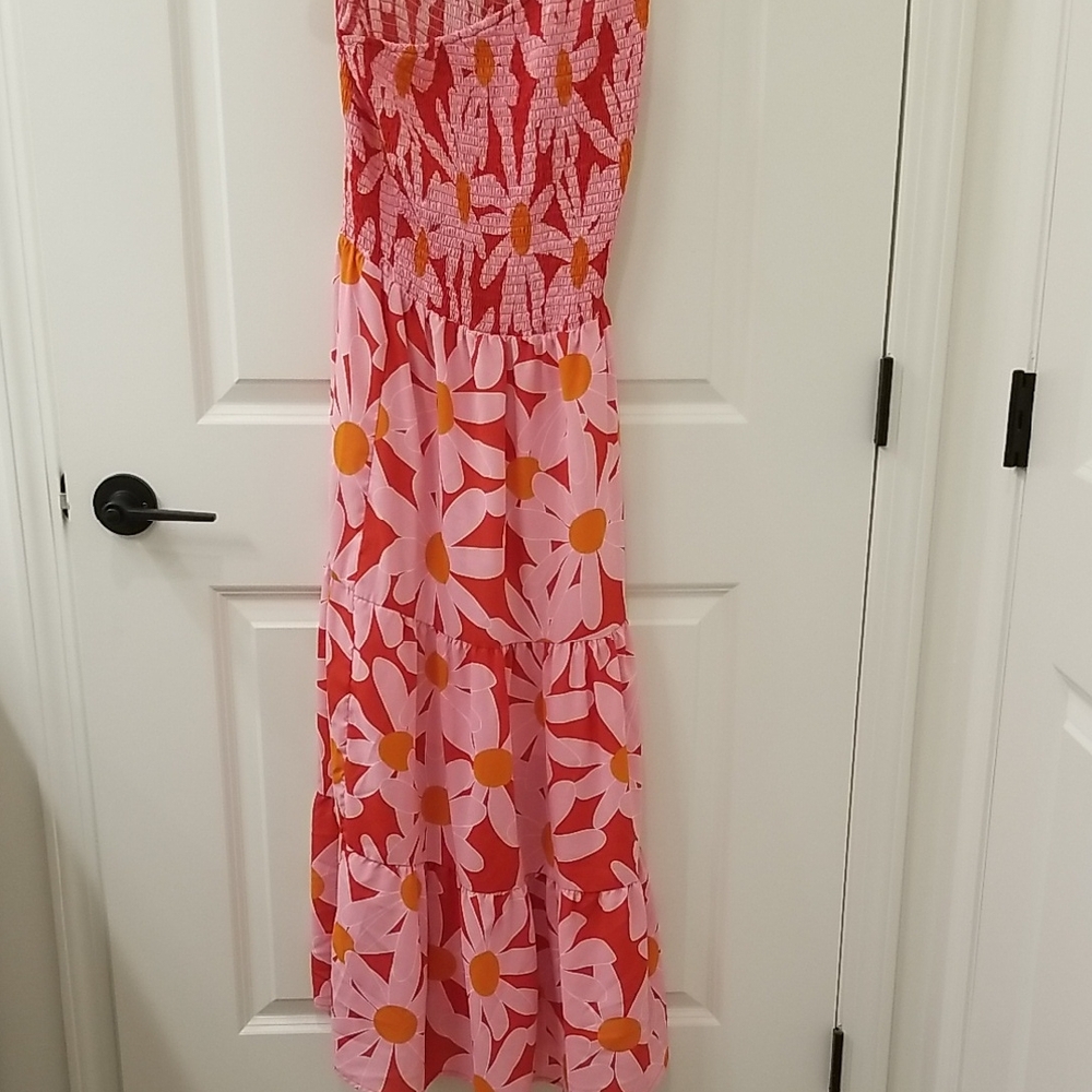 BTFBM Bright & Vibrant Medium Floral One Shoulder Flowy Spring Summer Maxi Dress - Picture 2 of 12